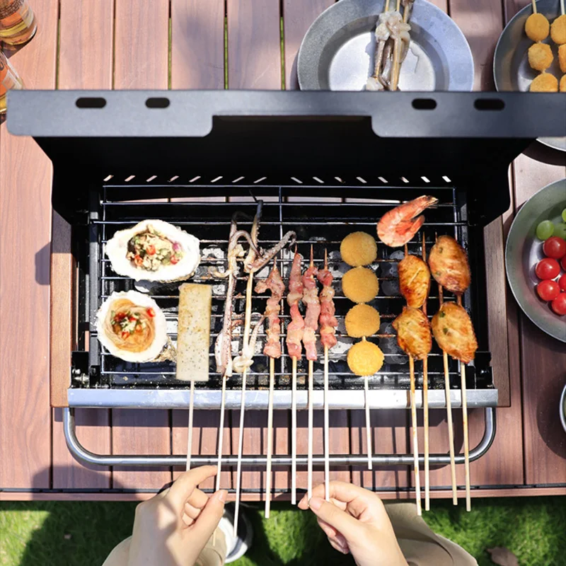 Camping Cooking Requirements - Churrasqueira de Carvão Dobrável Leve, Grelha