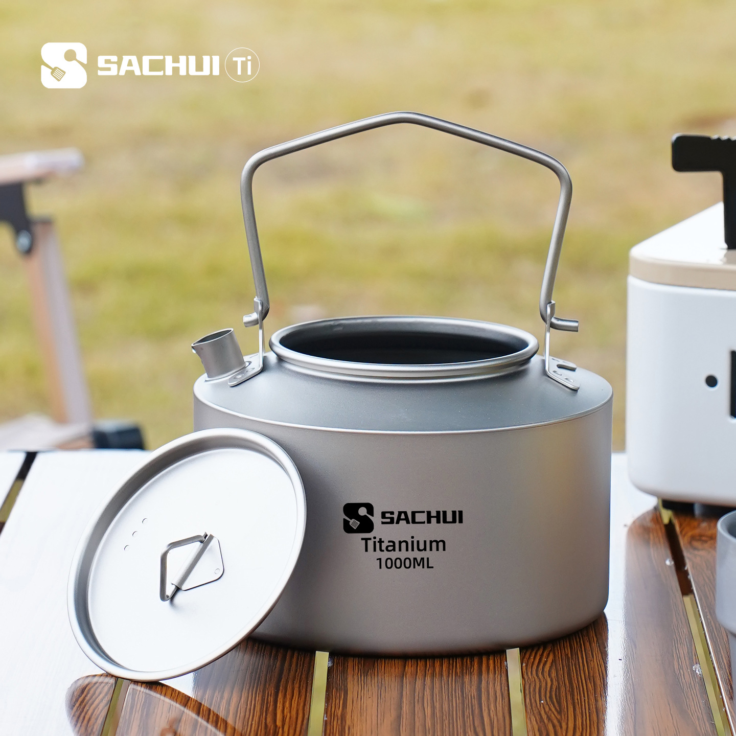 Camping Cooking Tin - Chaleira de titânio puro 1000ml, chaleira