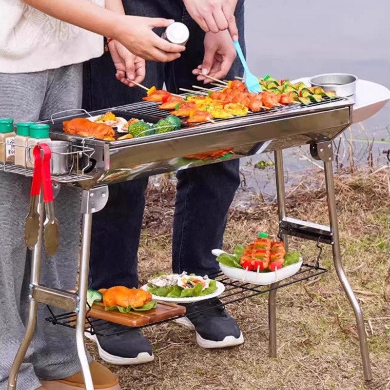 Camping Cooking Requirements - Grelha de churrasco de aço inoxidável