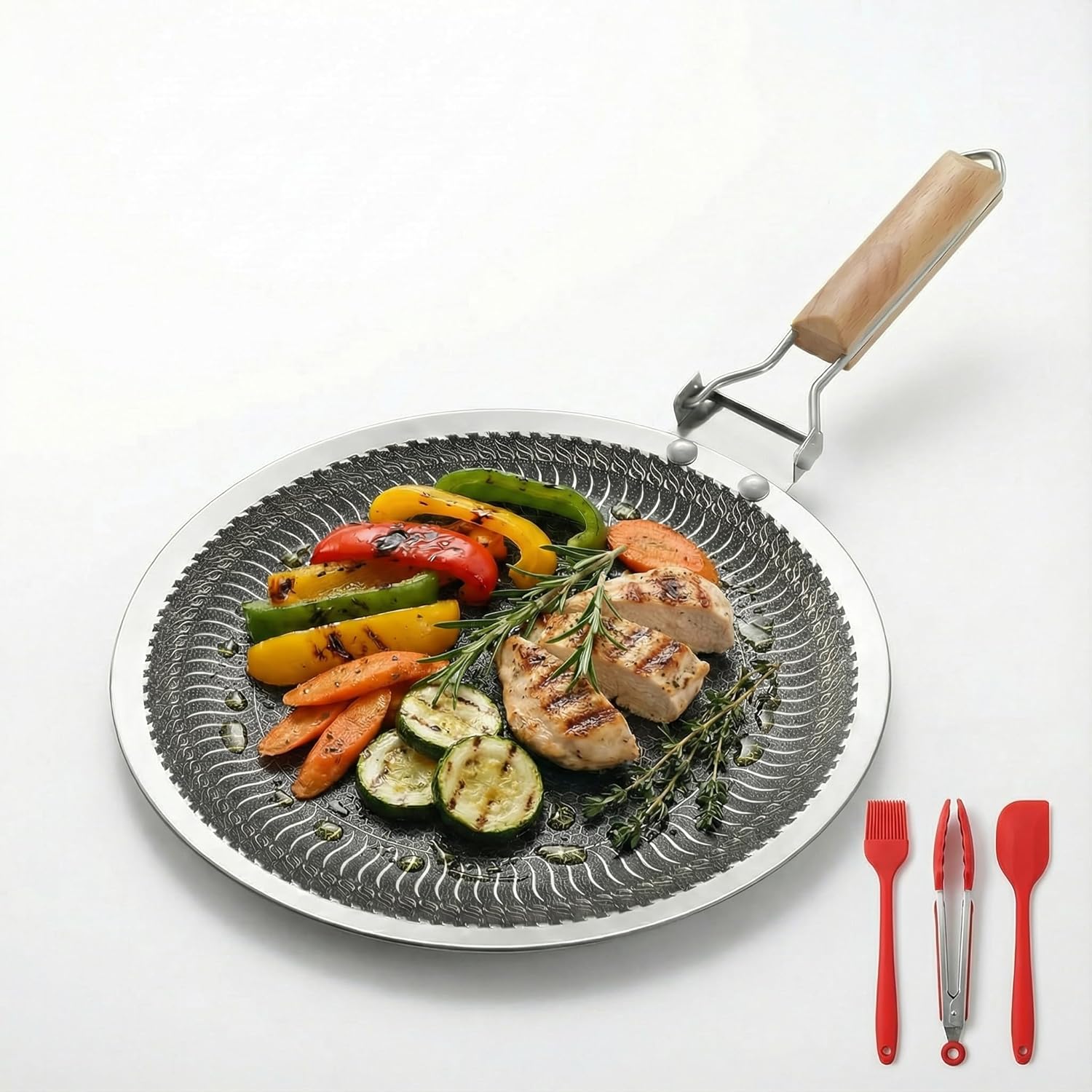 Camping Cooking Without Gas - Panela Redonda de Aço Inoxidável 34/38cm