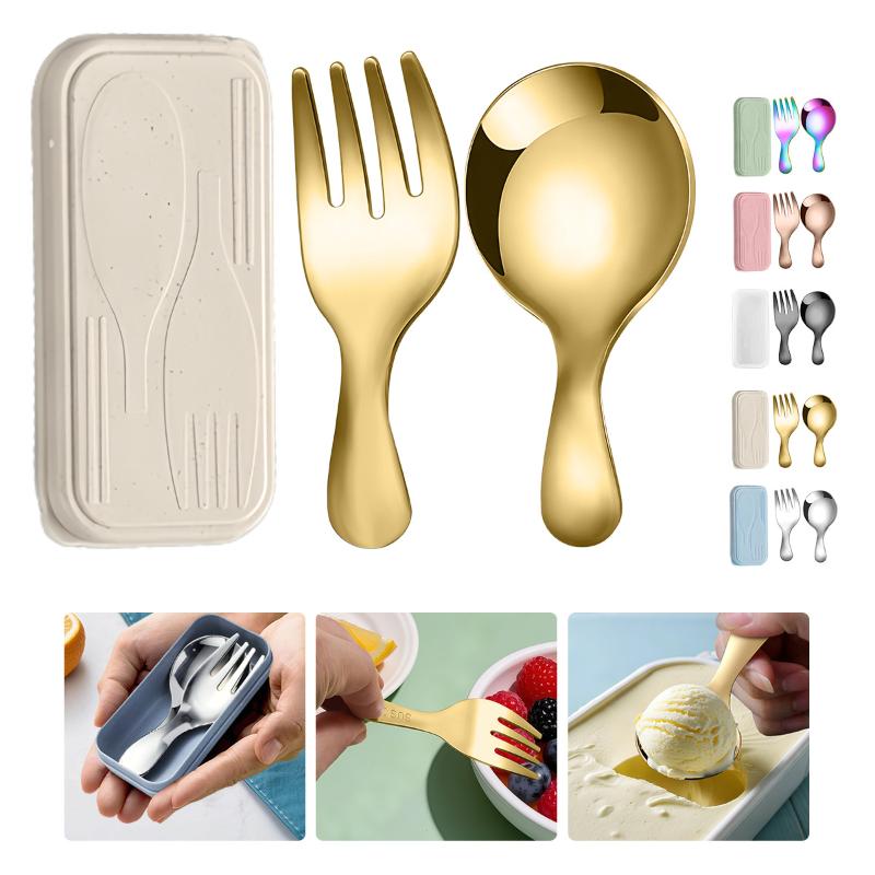 Camping Cooking Portable - Conjunto de talheres de aço inoxidável
