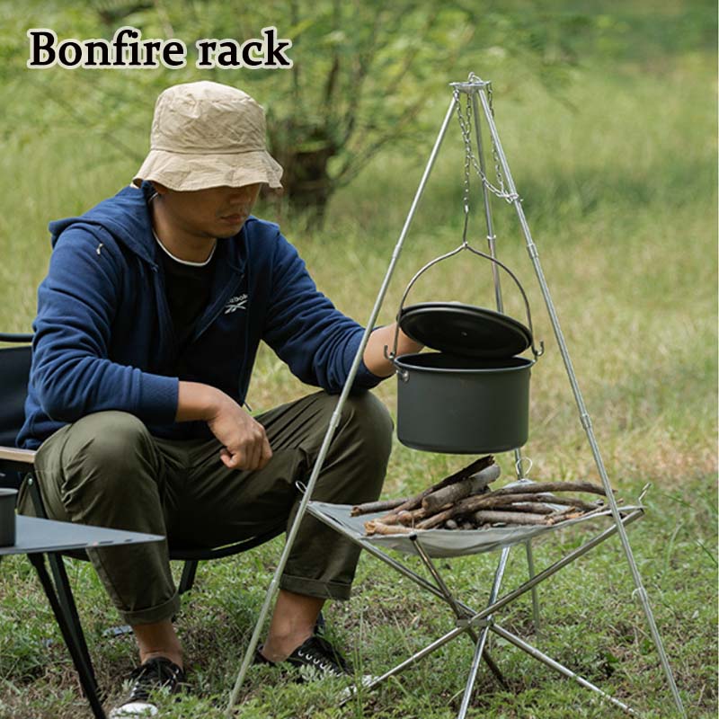 Camping Cooking Pot Tripod - Portátil Camping Fogueira Tripé, Triângulo Suporte