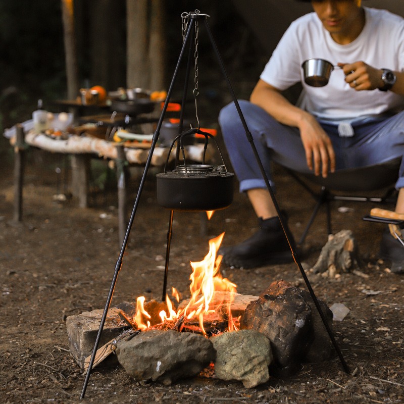 Camping Cooking Pot Tripod - Suporte Triangular Portátil para Cozinha ao