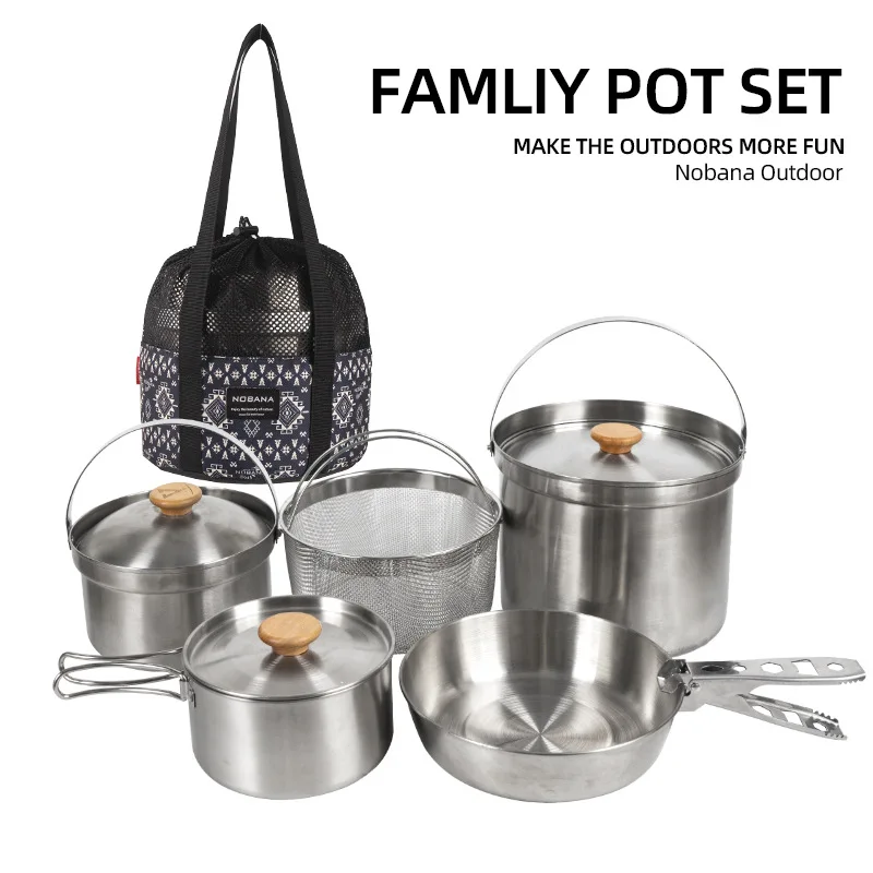 Camping Cooking Pot Set - Novo Conjunto de Panelas de Aço