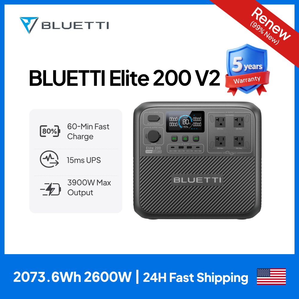 Camping Cooking Appliances - 【Renovado】Estação de Energia Portátil BLUETTI Elite