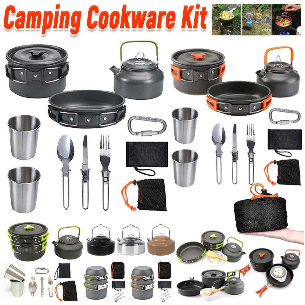 Camping Cooking Pot Set - Kit de Utensílios de Cozinha para