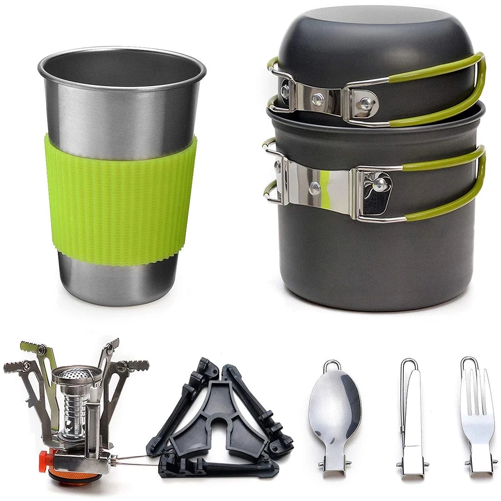 Camping Cooking Rack - Kit de panelas de acampamento com
