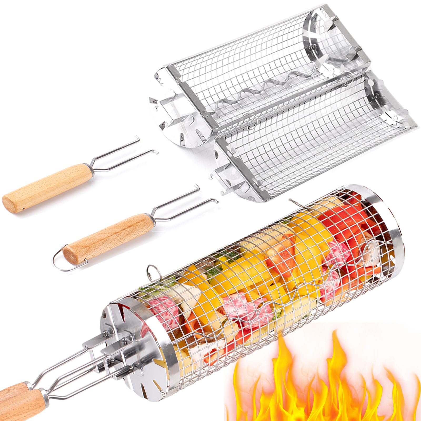 Camping Cooking Roll - Buyies cesta de grelha rolante, tubo
