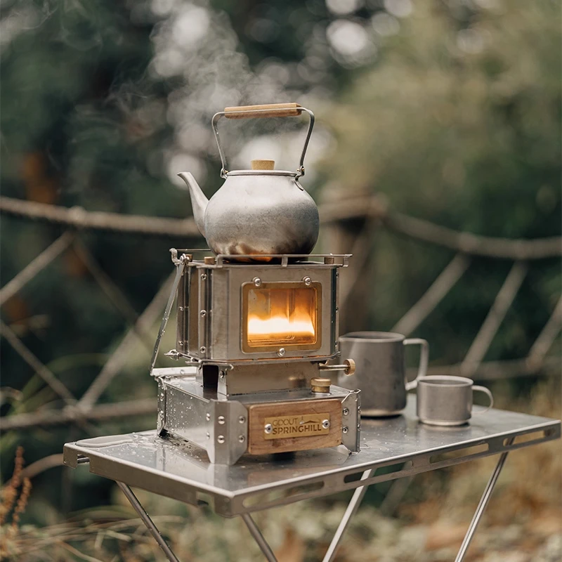 Camping Double Cooking Stove - Fogão de acampamento estilo vintage, aquecedor