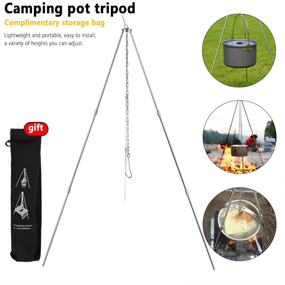 Tripé para fogueira de acampam - Camping Cooking Pot Tripod avaliação e preço