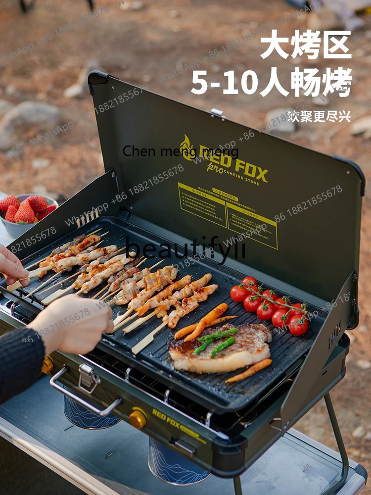 Z189 grelha a gás de cabeça du - Camping Double Cooking Stove avaliação e preço