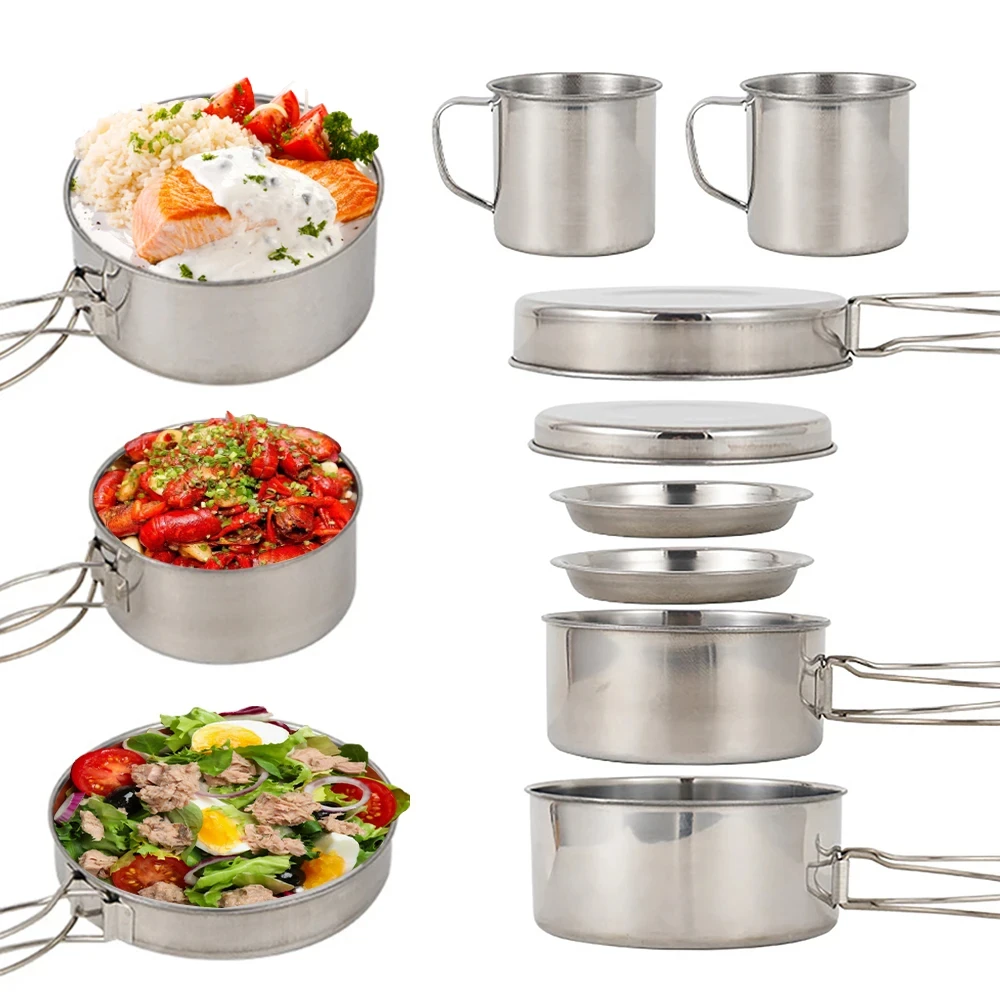 8 pçs/set panelas de acampamen - Camping Cooking Roll avaliação e preço