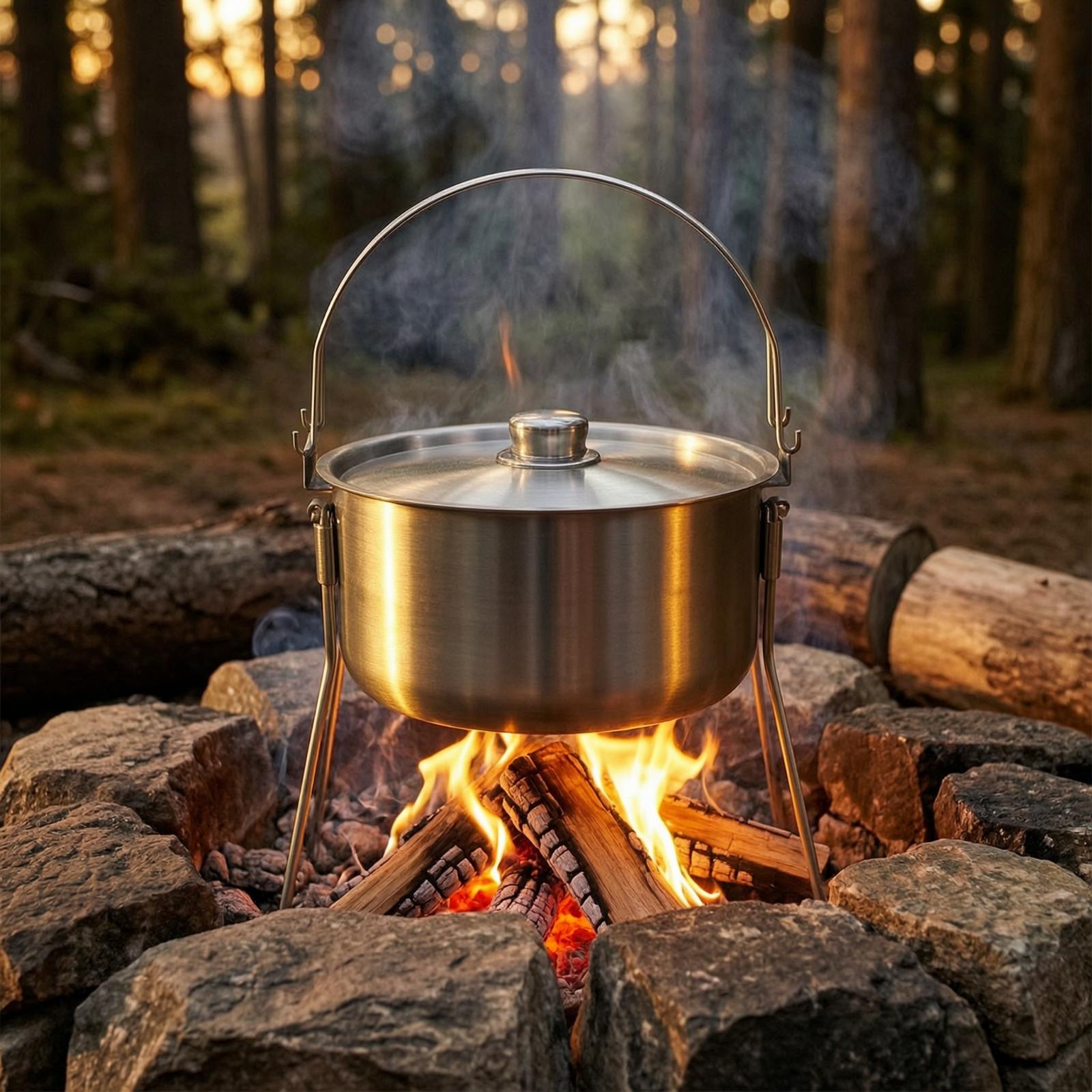 Panela de Camping em Aço Inoxi - Camping Cooking Pot Tripod avaliação e preço