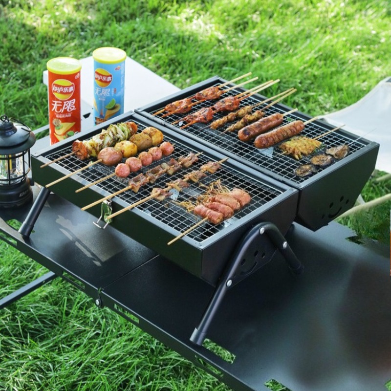 Grelha de churrasco de aço car - Camping Double Cooking Stove avaliação e preço