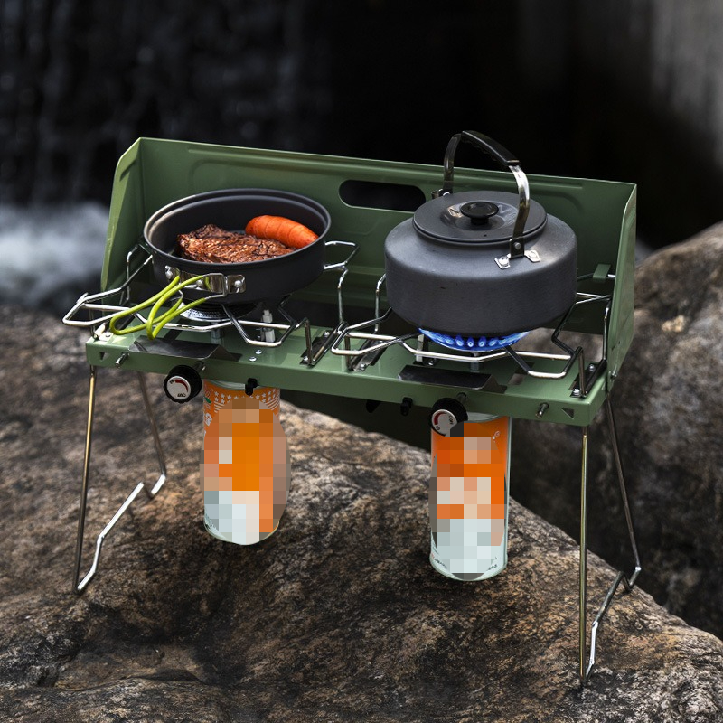 Fogão a Gás Portátil para Exte - Camping Double Cooking Stove avaliação e preço