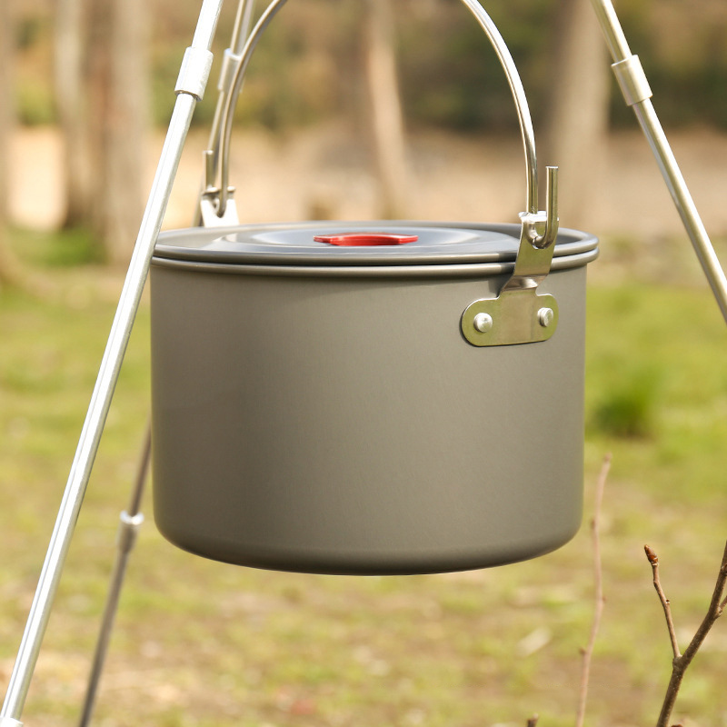 Panelas Suspensas para Camping - Camping Cooking Pot Tripod avaliação e preço