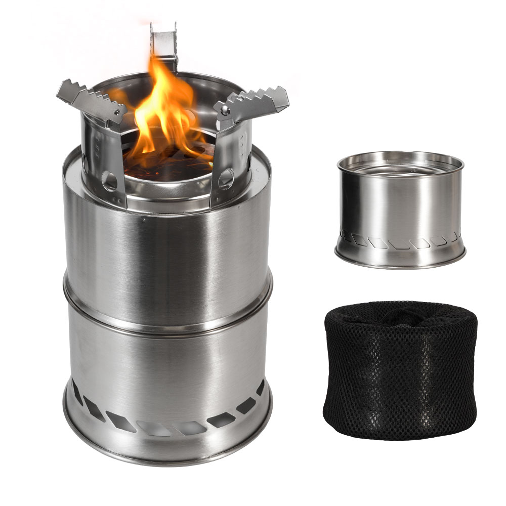 Fogão Portátil a Lenha para Ac - Camping Double Cooking Stove avaliação e preço