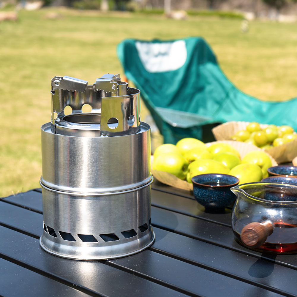 Fogão Portátil a Lenha para Ac - Camping Double Cooking Stove avaliação e preço