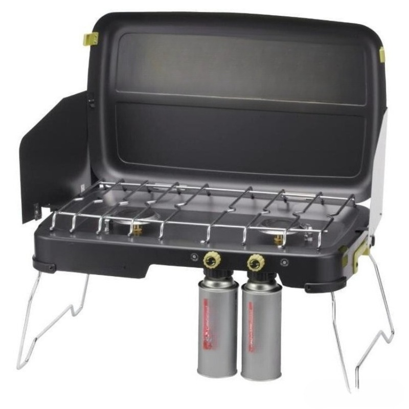 Fogão cassete portátil à prova - Camping Double Cooking Stove avaliação e preço